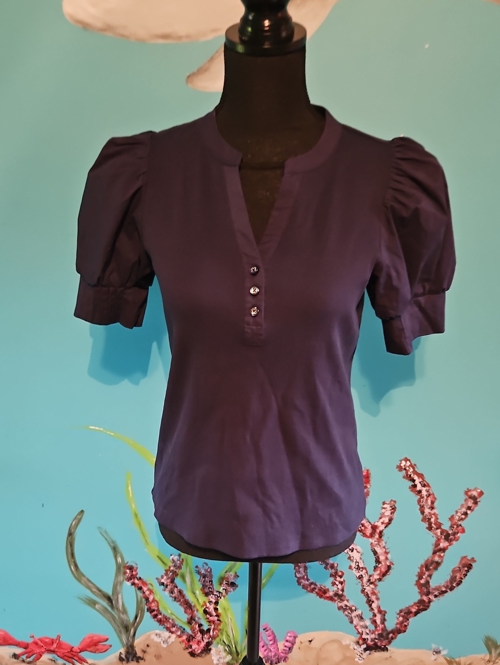 Bailey 44 Classic Puff-Sleeve Top in Navy